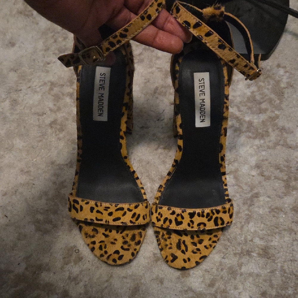 Steve Madden Animal Print Heels - Tan and Black
